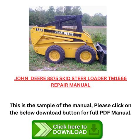 jd 8875 skid steer loader|john deere 8875 technical manual.